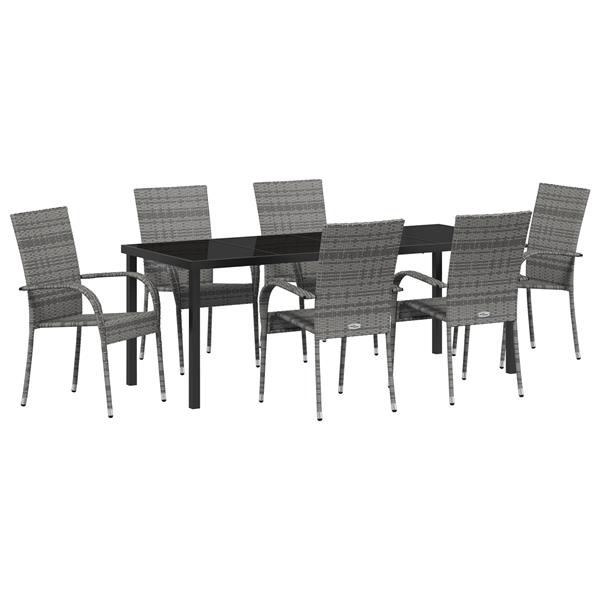 Grote foto vidaxl 7 delige tuinset grijs poly rattan tuin en terras tuinmeubelen