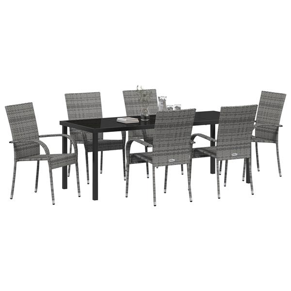 Grote foto vidaxl 7 delige tuinset grijs poly rattan tuin en terras tuinmeubelen