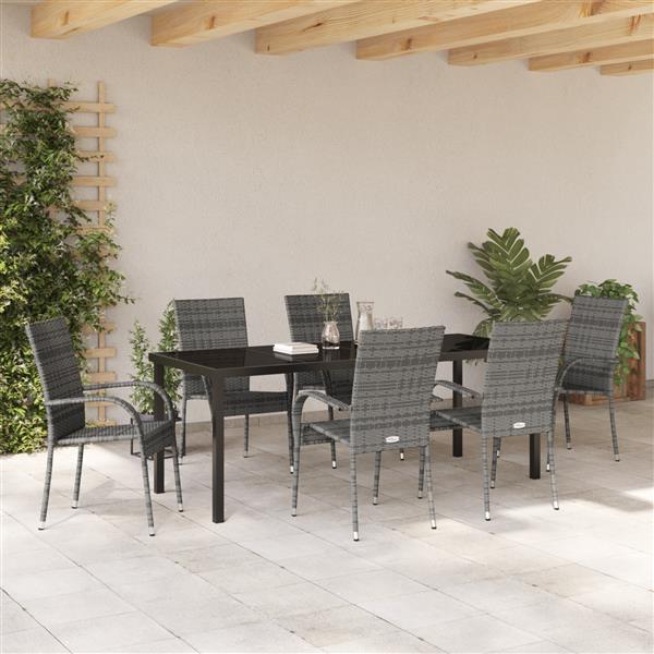 Grote foto vidaxl 7 delige tuinset grijs poly rattan tuin en terras tuinmeubelen