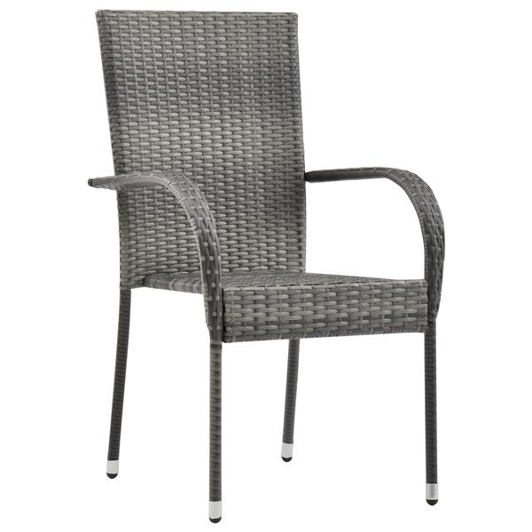 Grote foto vidaxl 7 delige tuinset grijs poly rattan tuin en terras tuinmeubelen