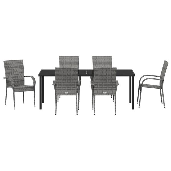 Grote foto vidaxl 7 delige tuinset grijs poly rattan tuin en terras tuinmeubelen