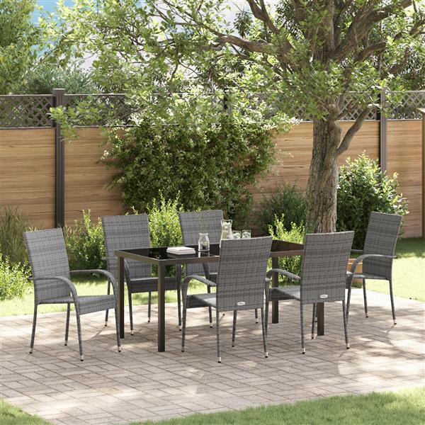 Grote foto vidaxl 7 delige tuinset grijs poly rattan tuin en terras tuinmeubelen