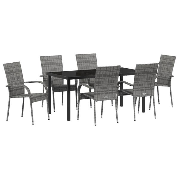 Grote foto vidaxl 7 delige tuinset grijs poly rattan tuin en terras tuinmeubelen
