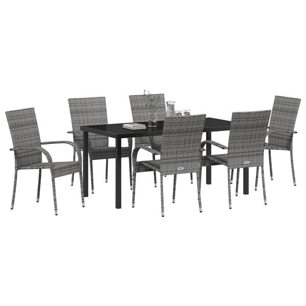 Grote foto vidaxl 7 delige tuinset grijs poly rattan tuin en terras tuinmeubelen