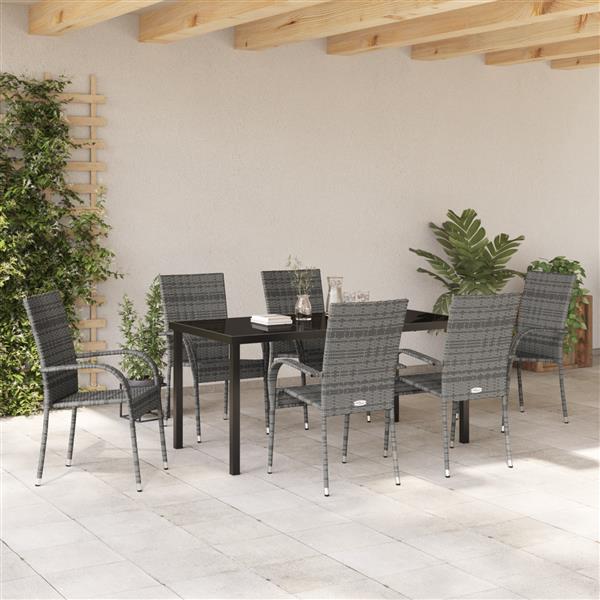 Grote foto vidaxl 7 delige tuinset grijs poly rattan tuin en terras tuinmeubelen