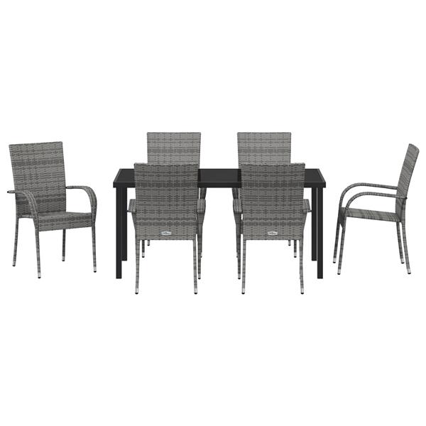 Grote foto vidaxl 7 delige tuinset grijs poly rattan tuin en terras tuinmeubelen