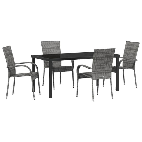 Grote foto vidaxl 5 delige tuinset grijze poly rattan tuin en terras tuinmeubelen