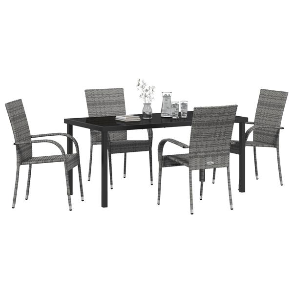 Grote foto vidaxl 5 delige tuinset grijze poly rattan tuin en terras tuinmeubelen