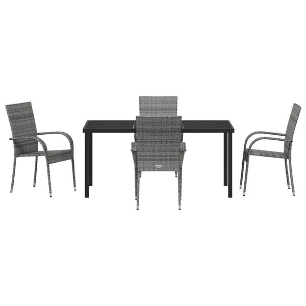 Grote foto vidaxl 5 delige tuinset grijze poly rattan tuin en terras tuinmeubelen