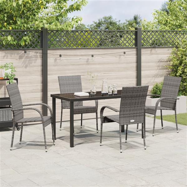Grote foto vidaxl 5 delige tuin eethoek grijs poly rattan tuin en terras tuinmeubelen