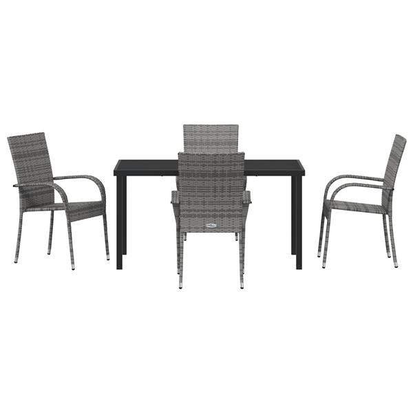 Grote foto vidaxl 5 delige tuin eethoek grijs poly rattan tuin en terras tuinmeubelen