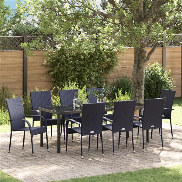 Grote foto vidaxl 5 delige tuin eettafel set zwart poly rattan tuin en terras tuinmeubelen