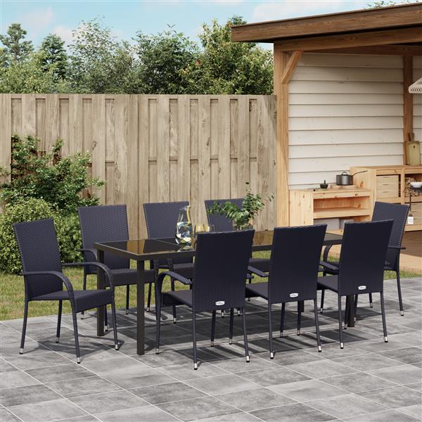 Grote foto vidaxl 5 delige tuin eettafel set zwart poly rattan tuin en terras tuinmeubelen
