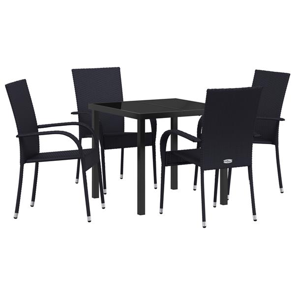 Grote foto vidaxl 5 delige tuinset zwart poly rattan tuin en terras tuinmeubelen