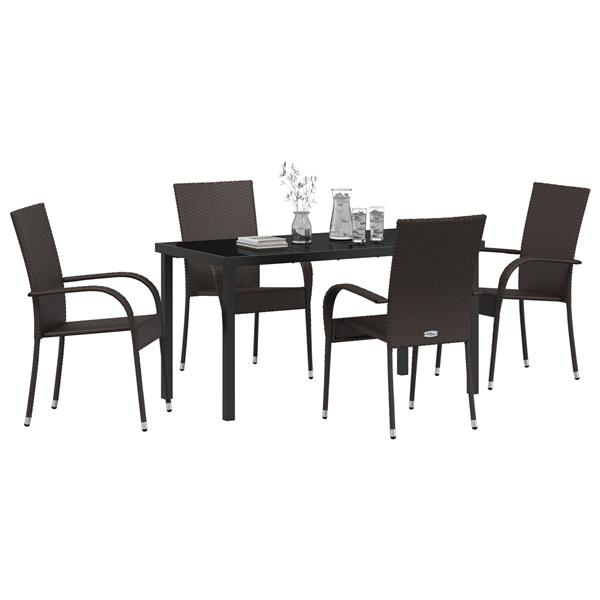 Grote foto vidaxl 5 delige tuinset bruin poly rattan tuin en terras tuinmeubelen