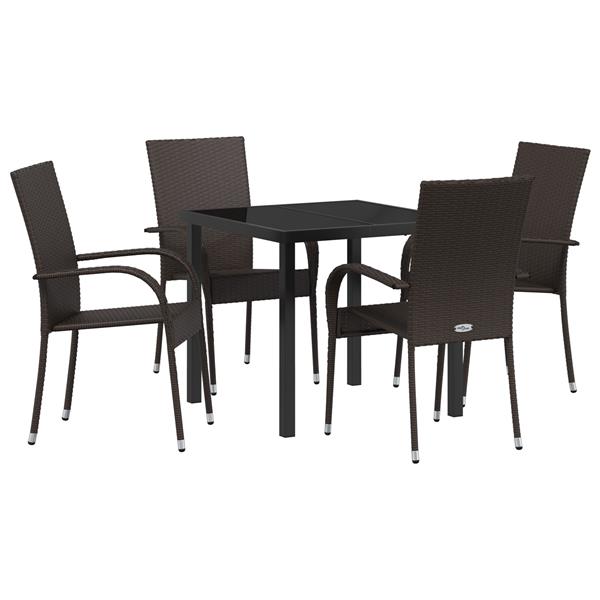 Grote foto vidaxl 5 delige tuin eetset bruin poly rattan tuin en terras tuinmeubelen