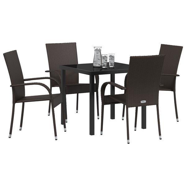 Grote foto vidaxl 5 delige tuin eetset bruin poly rattan tuin en terras tuinmeubelen