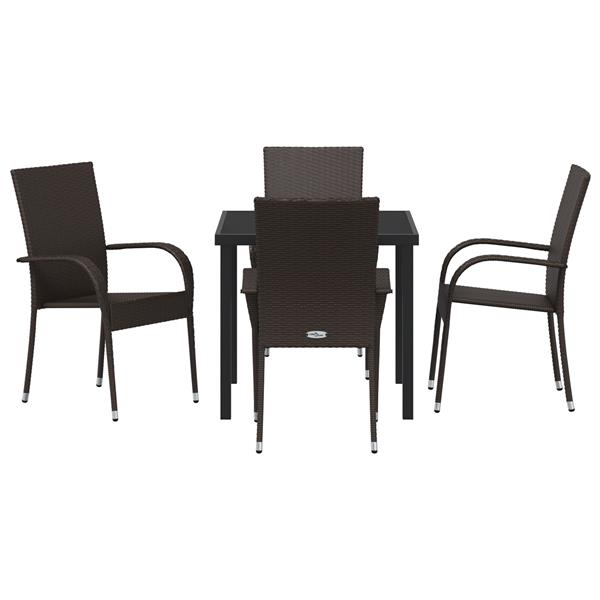Grote foto vidaxl 5 delige tuin eetset bruin poly rattan tuin en terras tuinmeubelen