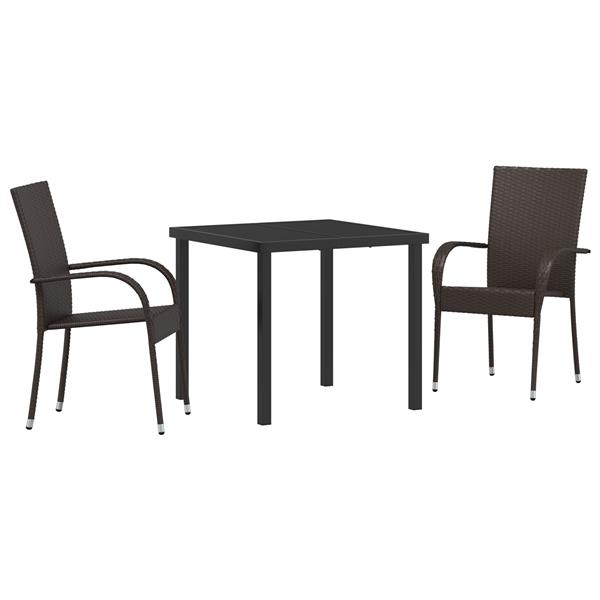 Grote foto vidaxl 3 delige tuin eetset bruin poly rattan tuin en terras tuinmeubelen