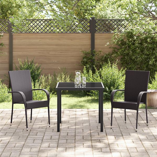 Grote foto vidaxl 3 delige tuin eetset bruin poly rattan tuin en terras tuinmeubelen