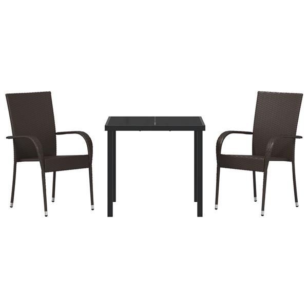 Grote foto vidaxl 3 delige tuin eetset bruin poly rattan tuin en terras tuinmeubelen