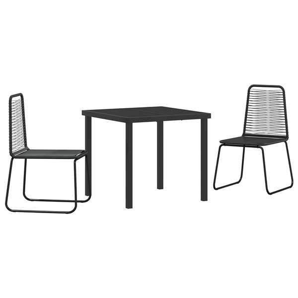 Grote foto vidaxl 3 delige tuin eetset zwart poly rattan tuin en terras tuinmeubelen