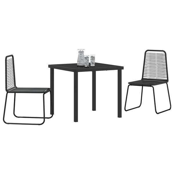 Grote foto vidaxl 3 delige tuin eetset zwart poly rattan tuin en terras tuinmeubelen
