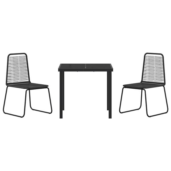 Grote foto vidaxl 3 delige tuin eetset zwart poly rattan tuin en terras tuinmeubelen