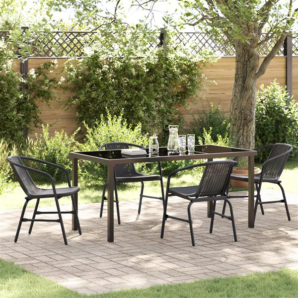 Grote foto vidaxl 5 delige tuinset zwart van poly rattan tuin en terras tuinmeubelen