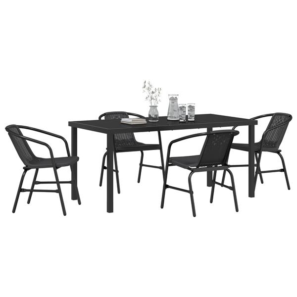 Grote foto vidaxl 5 delige tuinset zwart van poly rattan tuin en terras tuinmeubelen