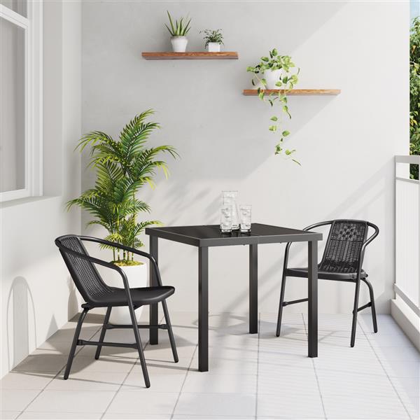 Grote foto vidaxl 3 delige tuinset zwart poly rattan tuin en terras tuinmeubelen