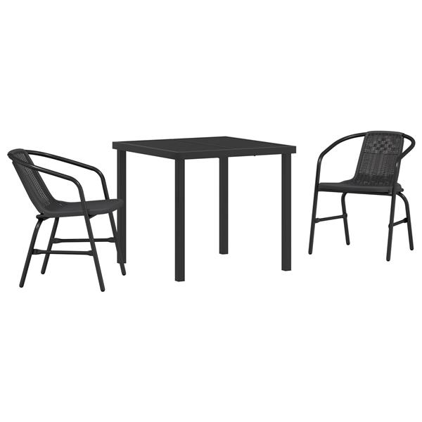 Grote foto vidaxl 3 delige tuinset zwart poly rattan tuin en terras tuinmeubelen