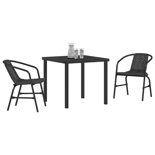 Grote foto vidaxl 3 delige tuinset zwart poly rattan tuin en terras tuinmeubelen