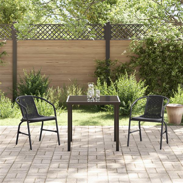 Grote foto vidaxl 3 delige tuinset zwart poly rattan tuin en terras tuinmeubelen