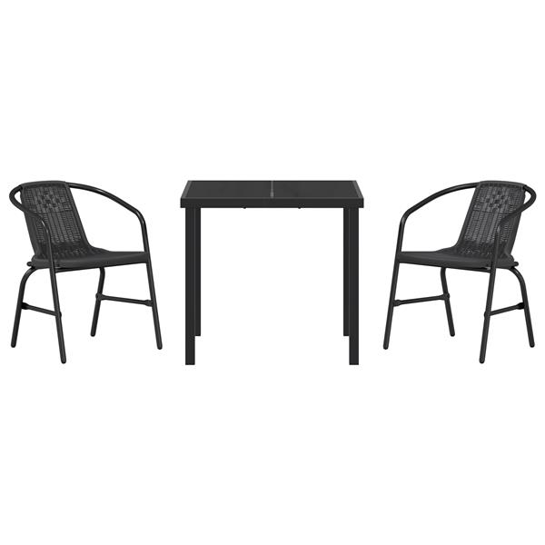 Grote foto vidaxl 3 delige tuinset zwart poly rattan tuin en terras tuinmeubelen