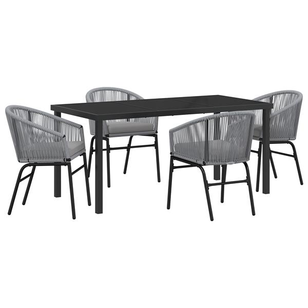 Grote foto vidaxl 5 delige tuin eetset grijs poly rattan tuin en terras tuinmeubelen