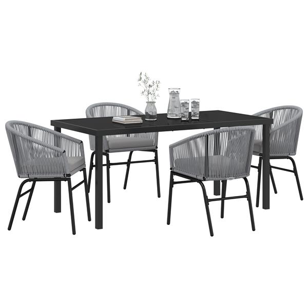 Grote foto vidaxl 5 delige tuin eetset grijs poly rattan tuin en terras tuinmeubelen