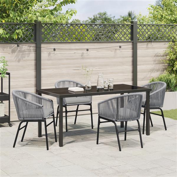 Grote foto vidaxl 5 delige tuin eetset grijs poly rattan tuin en terras tuinmeubelen