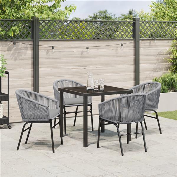 Grote foto vidaxl 5 delige tuinset grijs poly rattan tuin en terras tuinmeubelen