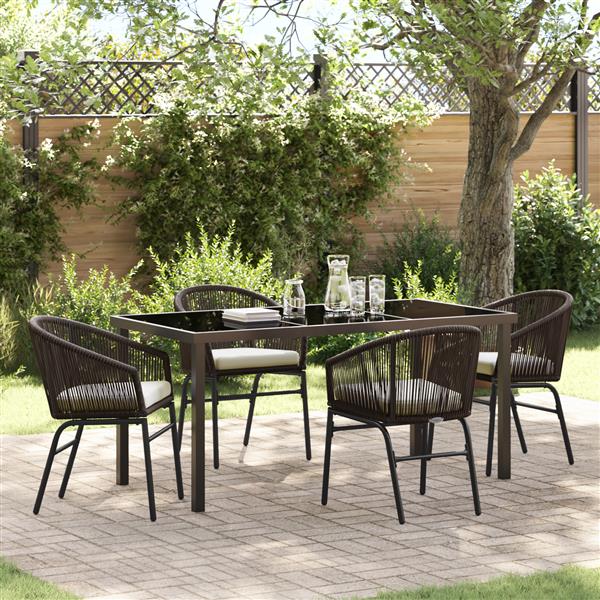 Grote foto vidaxl 5 delige tuinset bruin kunst rattan tuin en terras tuinmeubelen