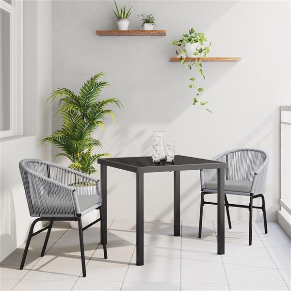 Grote foto vidaxl 3 delige tuin eettafelset grijs poly rattan tuin en terras tuinmeubelen