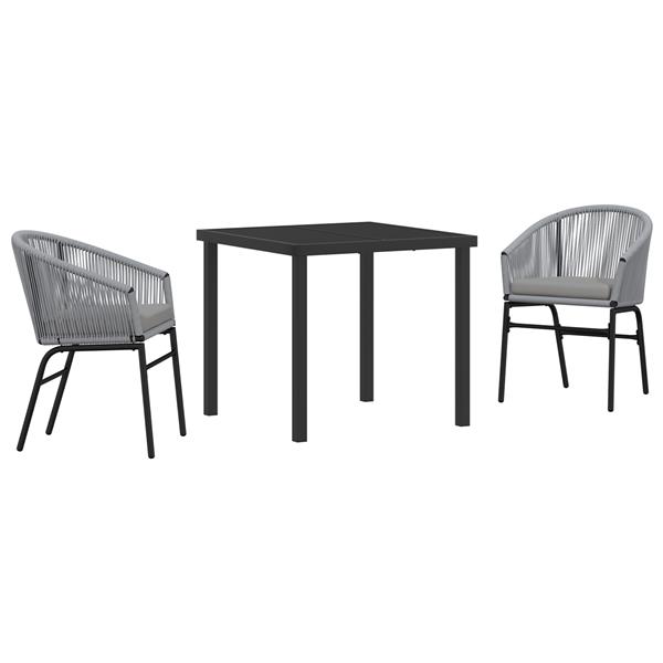 Grote foto vidaxl 3 delige tuin eettafelset grijs poly rattan tuin en terras tuinmeubelen