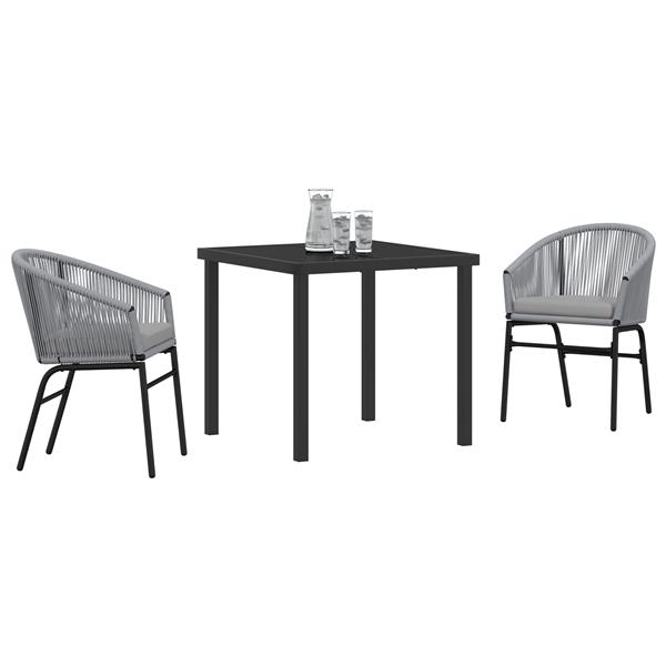 Grote foto vidaxl 3 delige tuin eettafelset grijs poly rattan tuin en terras tuinmeubelen