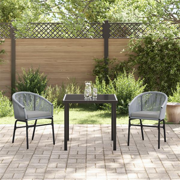 Grote foto vidaxl 3 delige tuin eettafelset grijs poly rattan tuin en terras tuinmeubelen