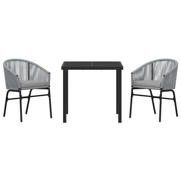 Grote foto vidaxl 3 delige tuin eettafelset grijs poly rattan tuin en terras tuinmeubelen