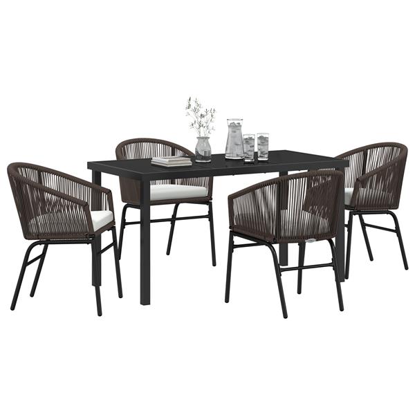 Grote foto vidaxl 5 delige tuinset bruin poly rattan tuin en terras tuinmeubelen