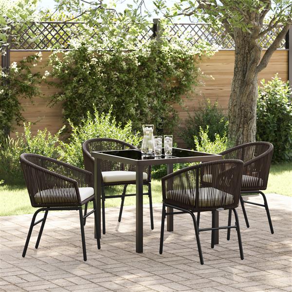 Grote foto vidaxl 5 delige tuin eetset bruin poly rattan tuin en terras tuinmeubelen