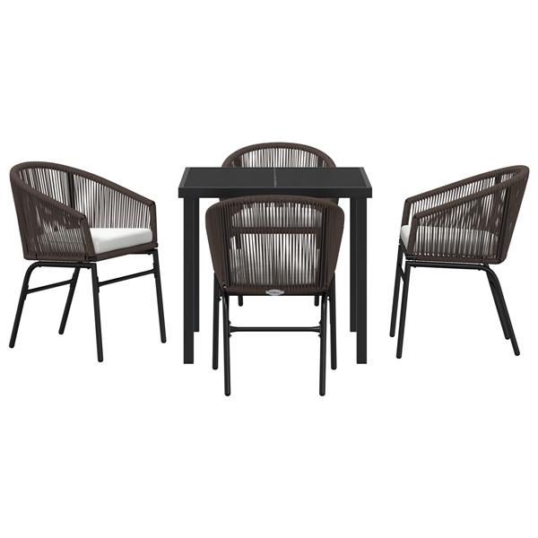 Grote foto vidaxl 5 delige tuin eetset bruin poly rattan tuin en terras tuinmeubelen