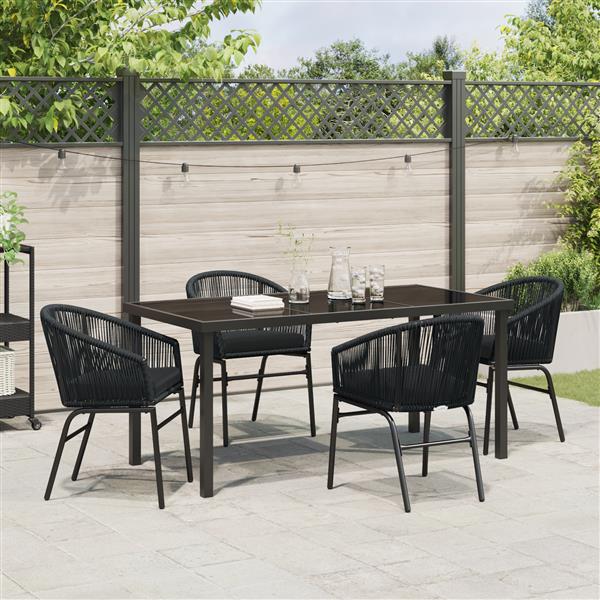 Grote foto vidaxl 5 delige tuinset zwart poly rattan tuin en terras tuinmeubelen