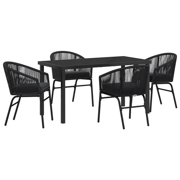 Grote foto vidaxl 5 delige tuinset zwart poly rattan tuin en terras tuinmeubelen